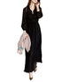 Sexy Black Button Down Sheer Chiffon Maxi Dress